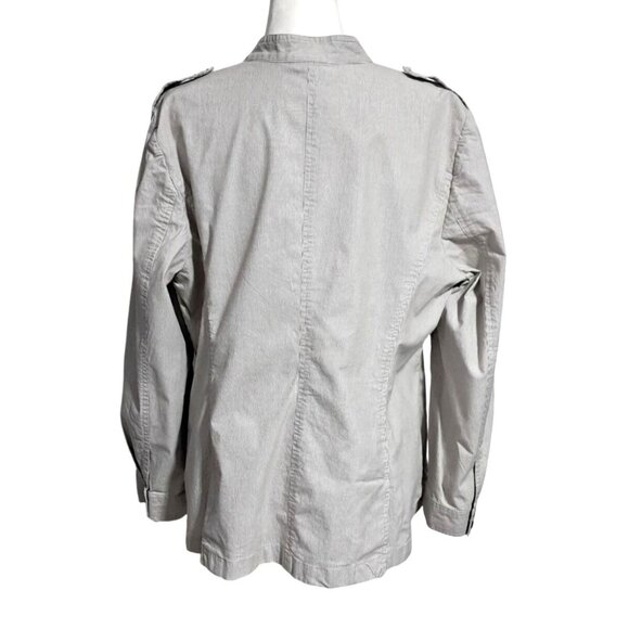 J Jill Shacket Shirt Jacket Top Womens Size XL Long Sleeve Pinstriped Epaulets B - Picture 8 of 13